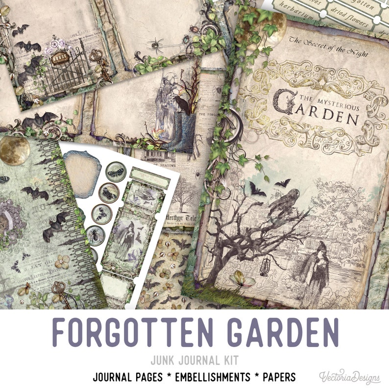 Forgotten Garden Junk Journal Kit, Halloween Junk Journal Kit ...