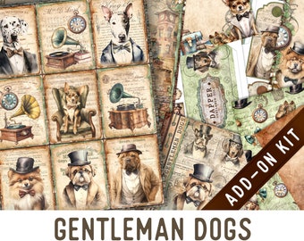 Gentleman Dogs Junk Journal Kit ADD-ON, Printable Junk Journal Pages Printable Junk Journal Kit Craft kits Vintage Junk Journal 003272