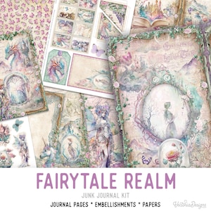 Fairytale Junk journal Kit Fairytale Embellishments Fairytale Paper Printable Craft kits Printable Junk Journal Kit Printable Paper 002946