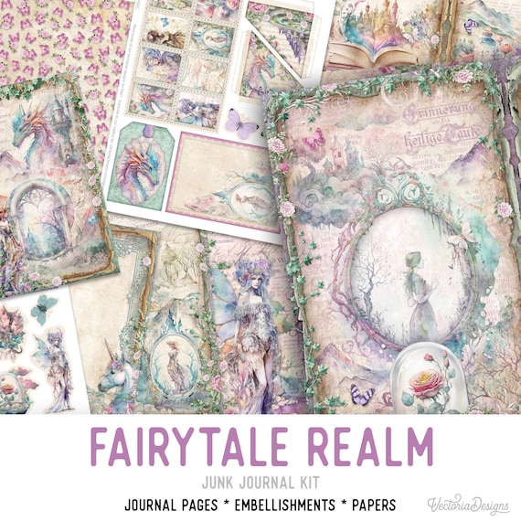 Fairytale Junk journal Kit - Printable Pages for Crafting - 002946