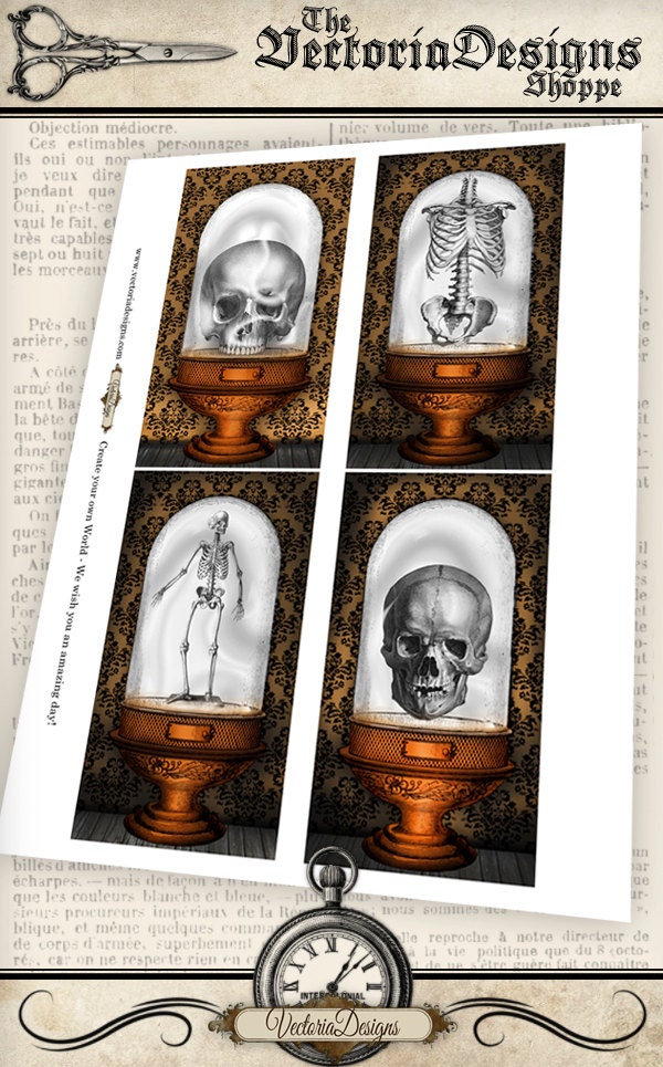 Halloween Specimen Jars Cards printable images instant download digital collage sheet - VDCAHA0963