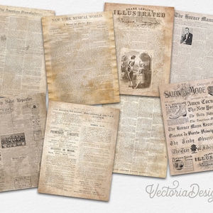 Vintage Newspaper Paper Pack, Printable Paper Pack, Digital Paper Pack, Vintage Newspaper Decoration, Newspaper Scrapbook, Old 002069 image 6