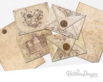 Librarian's Envelopes, Printable Envelopes, Library Envelopes, Vintage Envelopes, Scrapbook Ephemera, Journal Embellishments, Craft - 002579