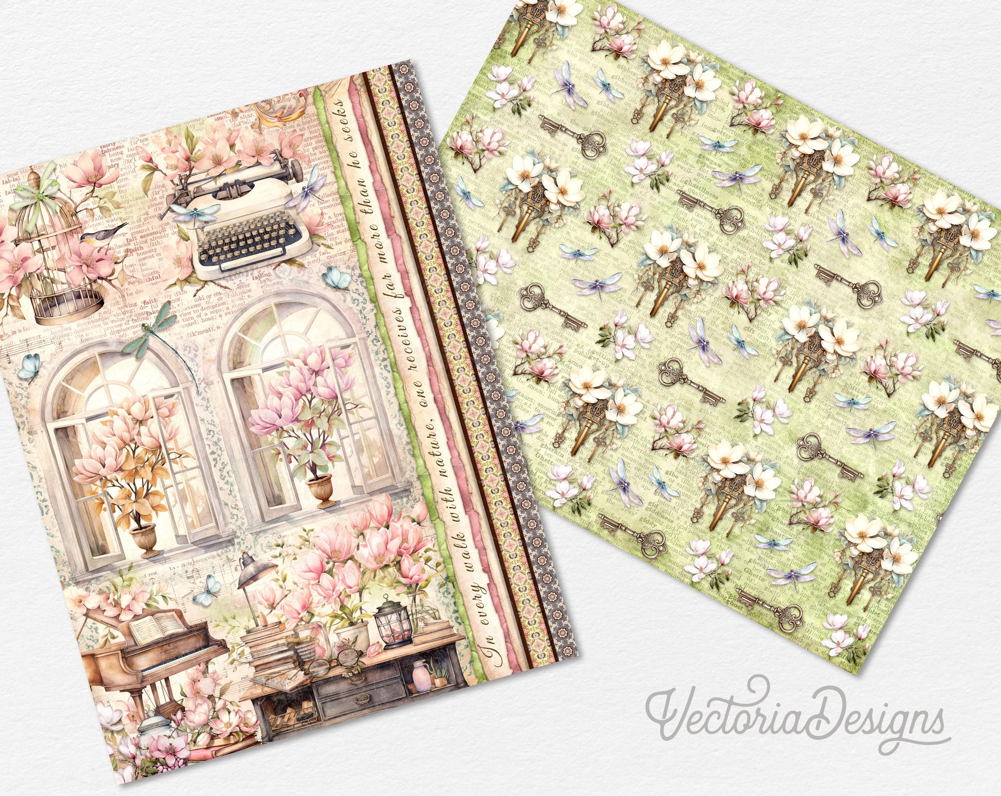 Spring Magnolia Junk Journal Kit, Printable Junk Journal Kit Magnolia ...
