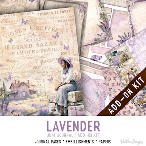 Lavender Junk Journal Kit ADD-ON, Printable Junk Journal Pages Journal Kit Craft kits Vintage Junk Journal 003428