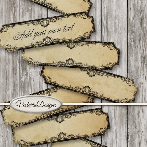 Blank Narrow Labels Printable add text blank digital download gothic paper crafting instant download digital collage sheet - 001433