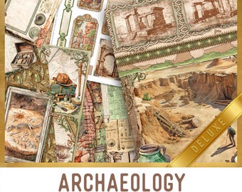 Archaeology DELUXE Junk Journal Kit, Archaeology Crafting Printables Archeology Embellishments Printable Archeology Junk Journal 003635