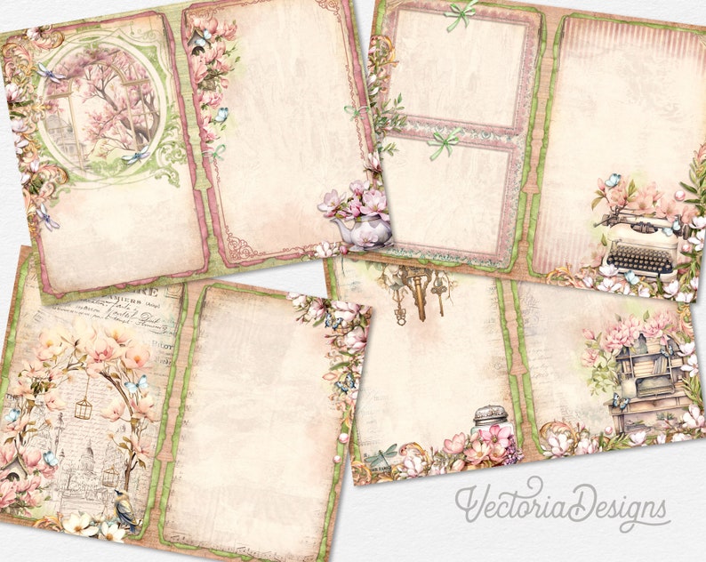 Spring Magnolia Junk Journal Kit, Printable Junk Journal Kit Magnolia ...