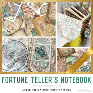 Fortune Teller's Notebook DELUXE Crafting Printables Kit Fortune Teller Junk Journal Embellishments Printable Craft Kits DIY Tutorial 002939