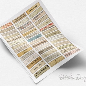 Mini Ephemera Labels Pack, Printable Labels Ephemera, Mini Stencils ...