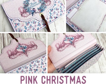 Pink Christmas Mini Accordion Folder Mini Project Christmas Accordion Folder Printable Craft Kit Printable Christmas Gift 003156