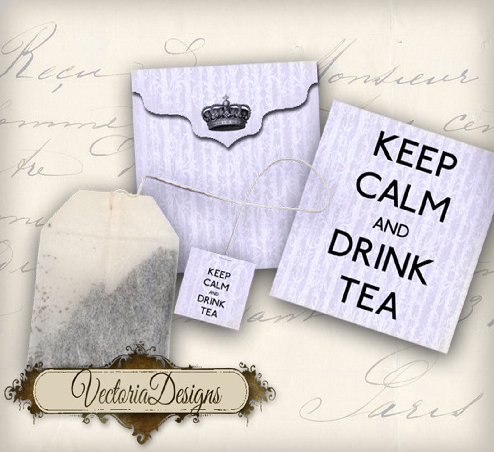 Printable Keep Calm and Drink Tea Bag Holder Violet Envelope Etsy