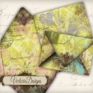 Shabby Elegant Mini Envelopes, Printable Letters, Digital Envelopes, Scrapbook Letters, Printable Stationery, Paper Craft Art, Mail 000149
