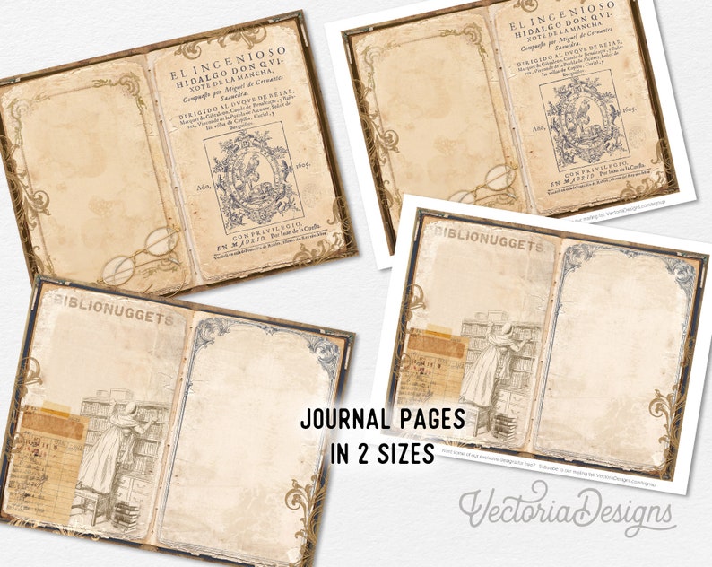 The Old Library Junk Journal Kit, Printable Junk Journal Pages, Printable Junk Journal Kit, Craft kits, Vintage Junk Journal Kit 002451 image 3