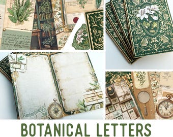 Botanical Letters Junk Journal Kit – Printable Craft Pages, Papers, Embellishments (Standard) - 003961