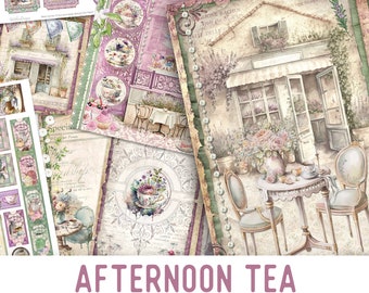 Afternoon Tea Junk Journal Kit, High Tea Crafting Printables Kit High Tea Embellishments Printable High Tea Paper Craft Kit Craft - 003003