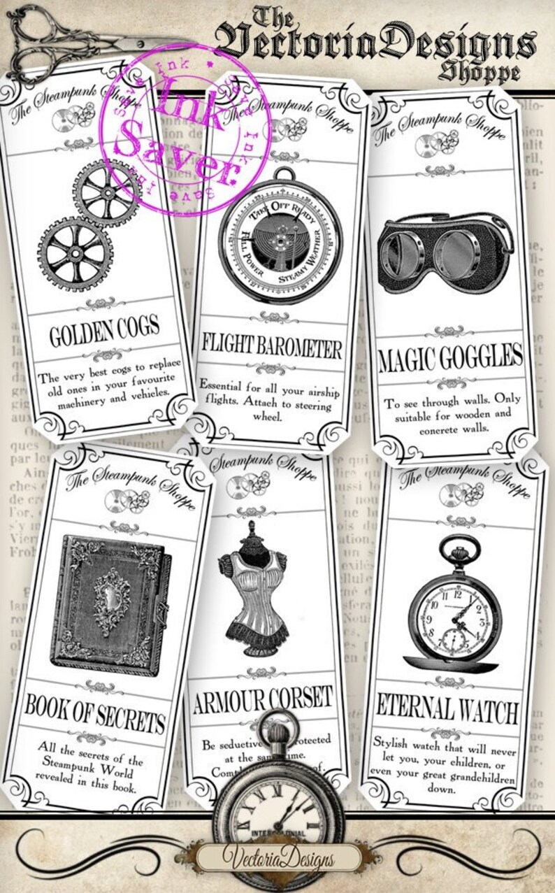 Steampunk Apothecary Labels Printable Ink Paper Craft Art Etsy