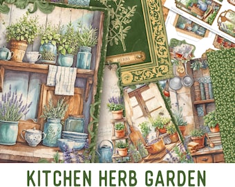 Kitchen Herb Garden Printable Junk Journal Kit (Standard) - 003886