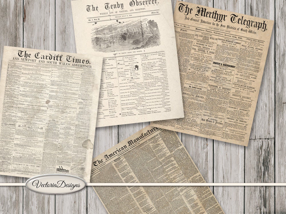 Grunge Newspaper Paper Pack, Printable Paper Pack, Vintage Newspaper ...