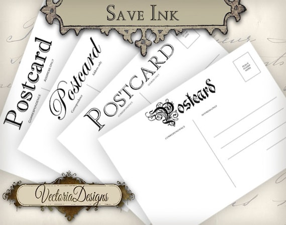 Vintage Postcards 5 x 3.5 inch save ink printable images instant download digital collage sheet 000692
