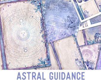 Astral Guidance Junk Journal Kit, Astrology Journal, Zodiac Junk Journal Kit, Craft kits, Printable Journal Pages, Star Signs - 002469