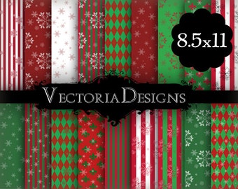 Christmas Paper, Christmas Digital Paper, Christmas Scrapbook, Christmas In July Collage, Snowflake Digital Paper,Printable Christmas VD0511