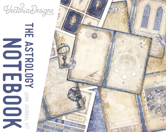 The Astrology Notebook Junk Journal Kit - Printable Pages for Crafting - 002450
