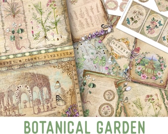 Botanical Garden Junk Journal Kit, Botanical Junk Journal Kit, Printable Junk Journal Kit, Craft kits, Junk Journal Pages, Crafting 002522