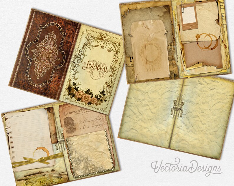Vintage Ephemera Junk Journal Kit, Printable Journal, DIY Kit, Junk ...