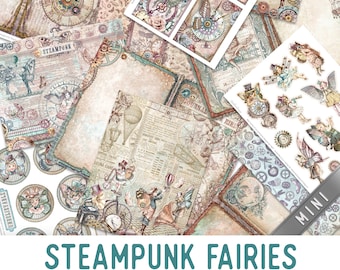 Steampunk Fairies Junk Journal Kit Steampunk Fairy MINI Crafting Printable Junk Journal Embellishments Printable Paper Craft Kits DIY 003075