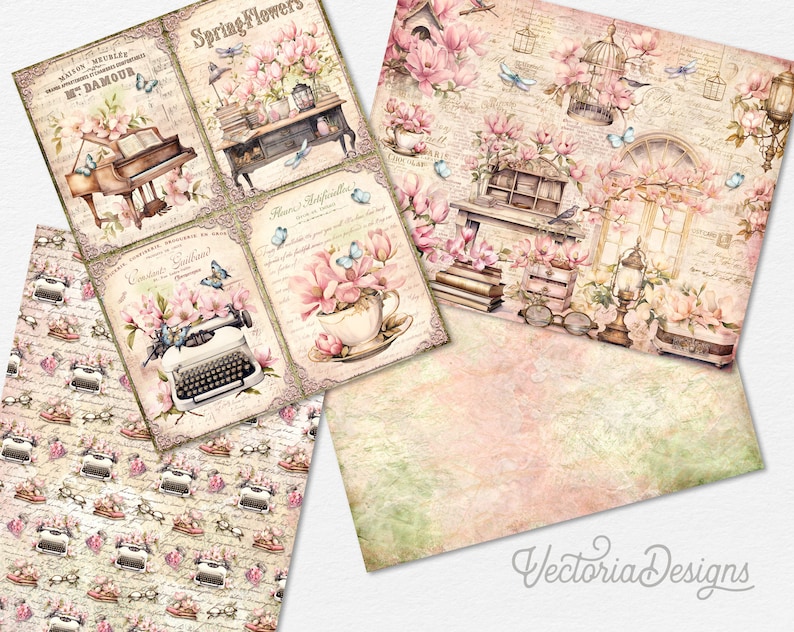 Spring Magnolia Junk Journal Kit ADD-ON, Printable Craft Kit With ...