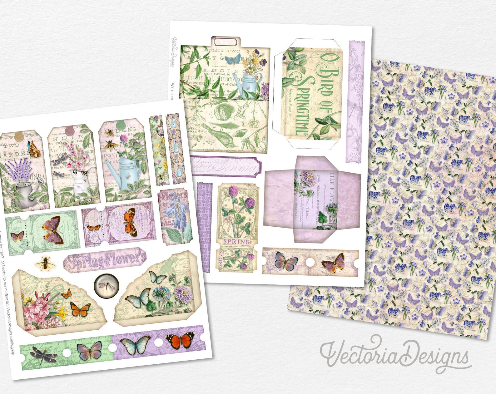 Spring Flowers Junk Journal Kit ADD-ON, Printable Junk Journal Pages ...