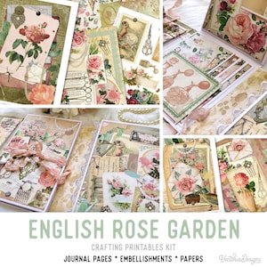 English Rose Garden Journal Junk Journal Kit, Printable Junk Journal Kit, Garden Paper Journal, Digis Junk Journal Kit, Ephemera  002163