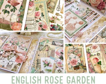 English Rose Garden Journal Junk Journal Kit, Printable Junk Journal Kit, Garden Paper Journal, Digis Junk Journal Kit, Ephemera  002163