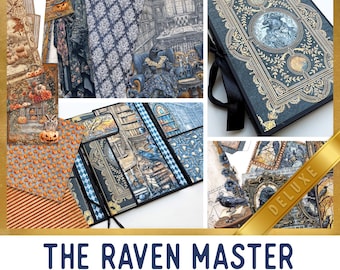 The Raven Master Junk Journal Kit DELUXE, Halloween Junk Journal Crafting Printables Raven Junk Journal Embellishments Craft Tutorial 003825