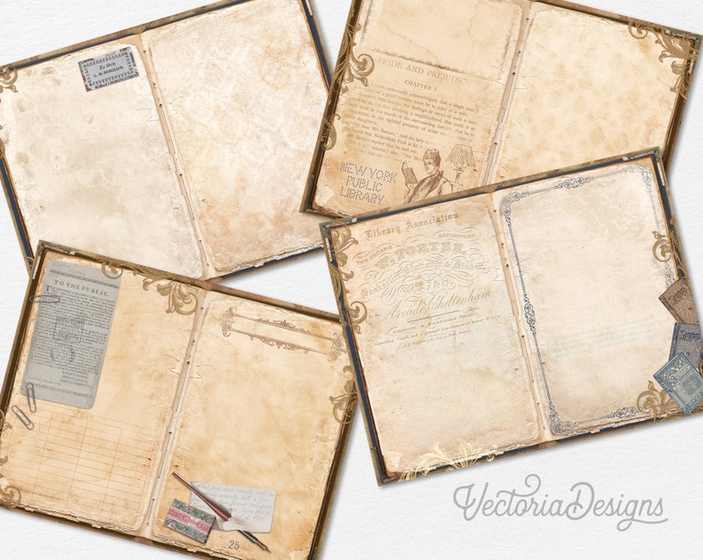 The Old Library Junk Journal Kit ADD-ON, Printable Junk Journal Pages ...