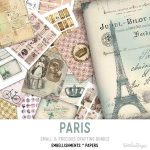 Paris Crafting Bundle, Digital Paper Craft, Paris Decoration, Paris Scrapbooking, Paris Bundle, Paris Paper Craft, Romantic  001981