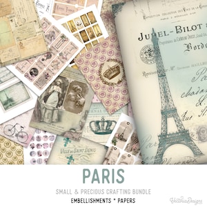 Paris Crafting Bundle, Digital Paper Craft, Paris Decoration, Paris Scrapbooking, Paris Bundle, Paris Paper Craft, Romantic  001981