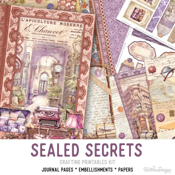 Sealed Secrets Junk Journal Kit (Standard) - Printable Pages, Papers and Embellishments for Crafting - 003647