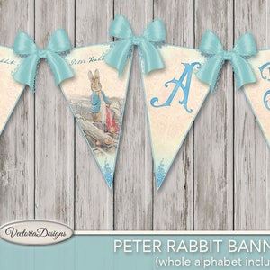 Peter Rabbit Baby Shower Banner, Printable Banner, Nursery Banner, Beatrix Potter Banner, Digital Banner, Decoration Banner, Party 001721