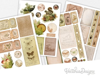 Natural History Museum Embellishment Sheets Journal Embellishments Nature Printable Crafting Ephemera Ephemera Scrapbook Supplies 002837