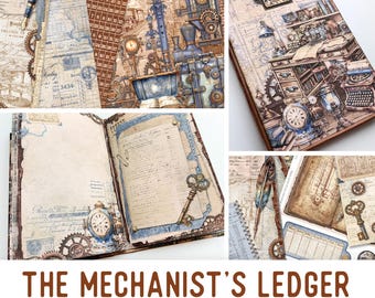 Mechanist's Ledger Junk Journal Kit, Industrial Junk Journal Crafting Printables Kit Steampunk Embellishments Paper Craft Tutorial 003657