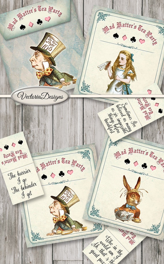 Alice in Wonderland Envelopes, Tea Bag Envelopes, Mad Hatter Party