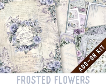 Frosted Flowers Junk Journal Kit ADD-ON, Printable Junk Journal Pages Printable Junk Journal Kit Craft kits Vintage Junk Journal 003250