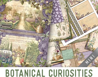 Botanical Curiosities Junk Journal Kit MINI, Botanical Junk Journal Kit Crafting Printables Embellishments Printable Paper Journal 003777