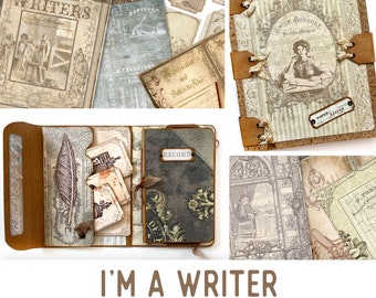 I'm a Writer Crafting Printables Kit, Writer Journal, Embellishments, Printable Paper Pack, Printable Junk Journal, Journal Tutorial 002318