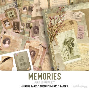 Memories Junk Journal Kit, Printable Junk Journal Kit, Ephemera Journal Kit, Junk Journal Supplies, Digis Journal 002084