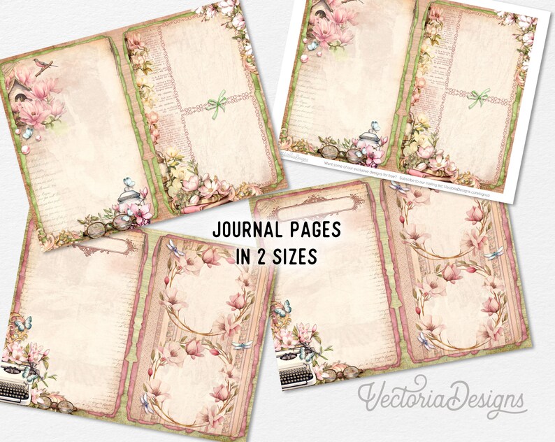 Spring Magnolia Junk Journal Kit, Printable Junk Journal Kit Magnolia ...