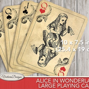 Large Alice In Wonderland Playing Cards, Alice In Wonderland Decor, Printable Cards, Digital Cards, Wonderland Art, Digital Prints 000603 image 2