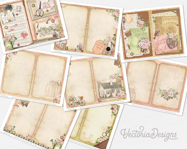 Journal cottage confortable, imprimables de planificateur vintage, kit de journal indésirable, journal éphémère, journal de scrapbooking, journal Cottagecore 002237 image 5